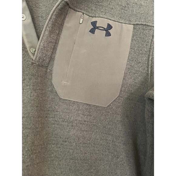 Under Armour Mens Olive Green UA Specialist Henley Size Small Button Closure - Picture 3 of 7